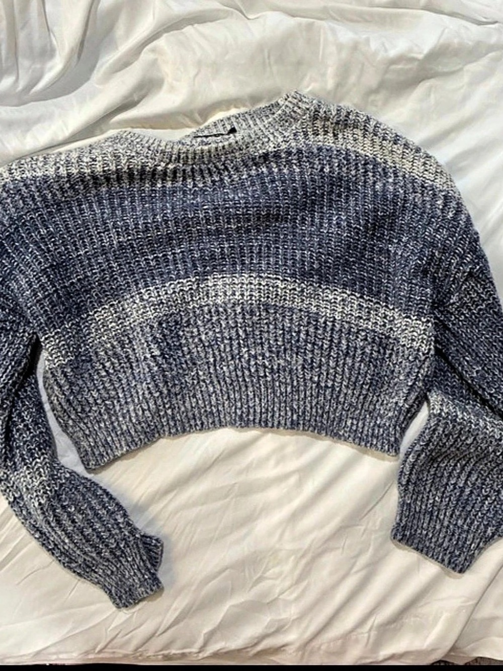 Nasty Gal Color Block Cropped Sweater in Blue & Gray Size Medium